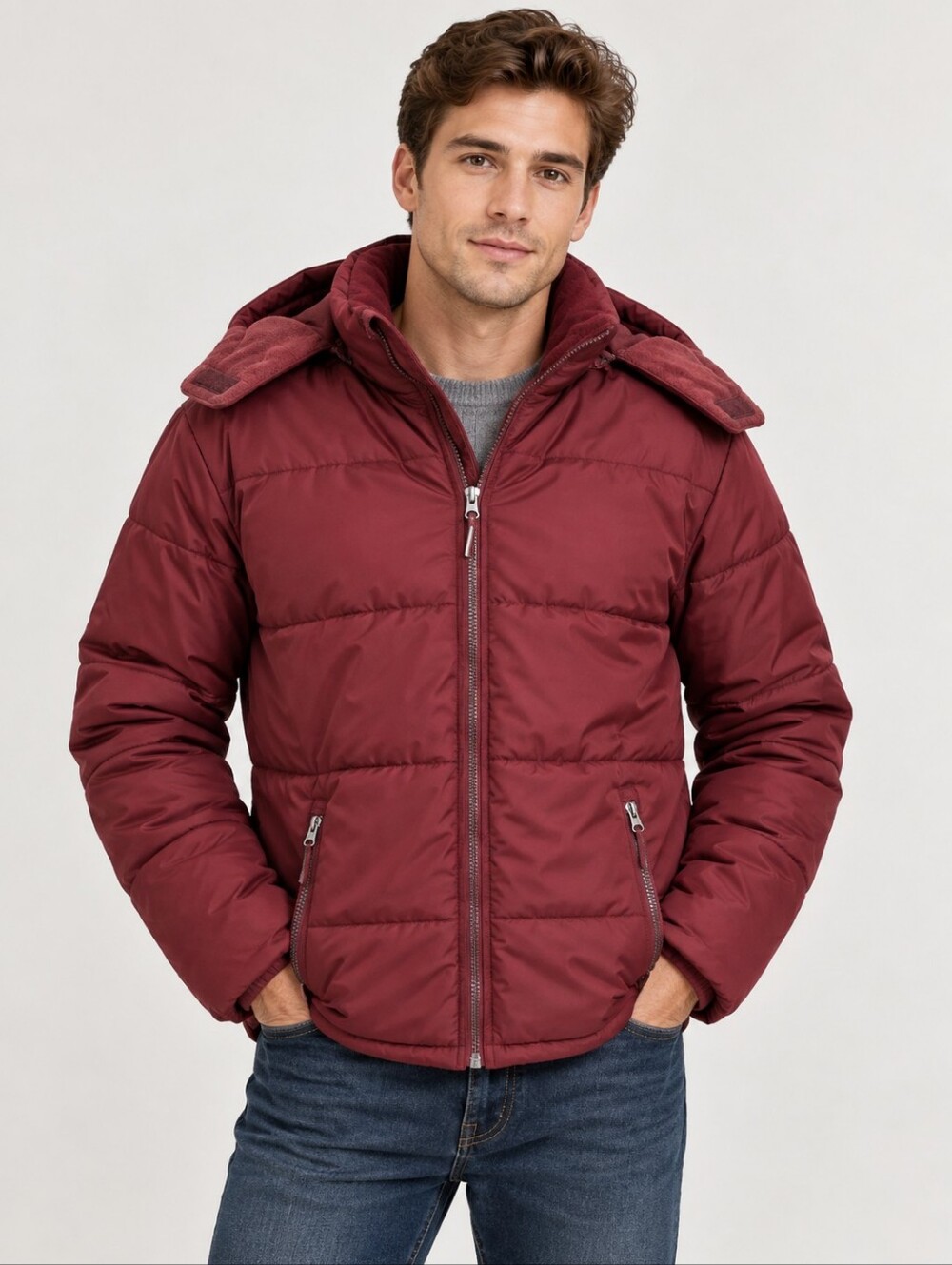 EUC like new Whales Tail men's red fleece lined winter coat very warm L